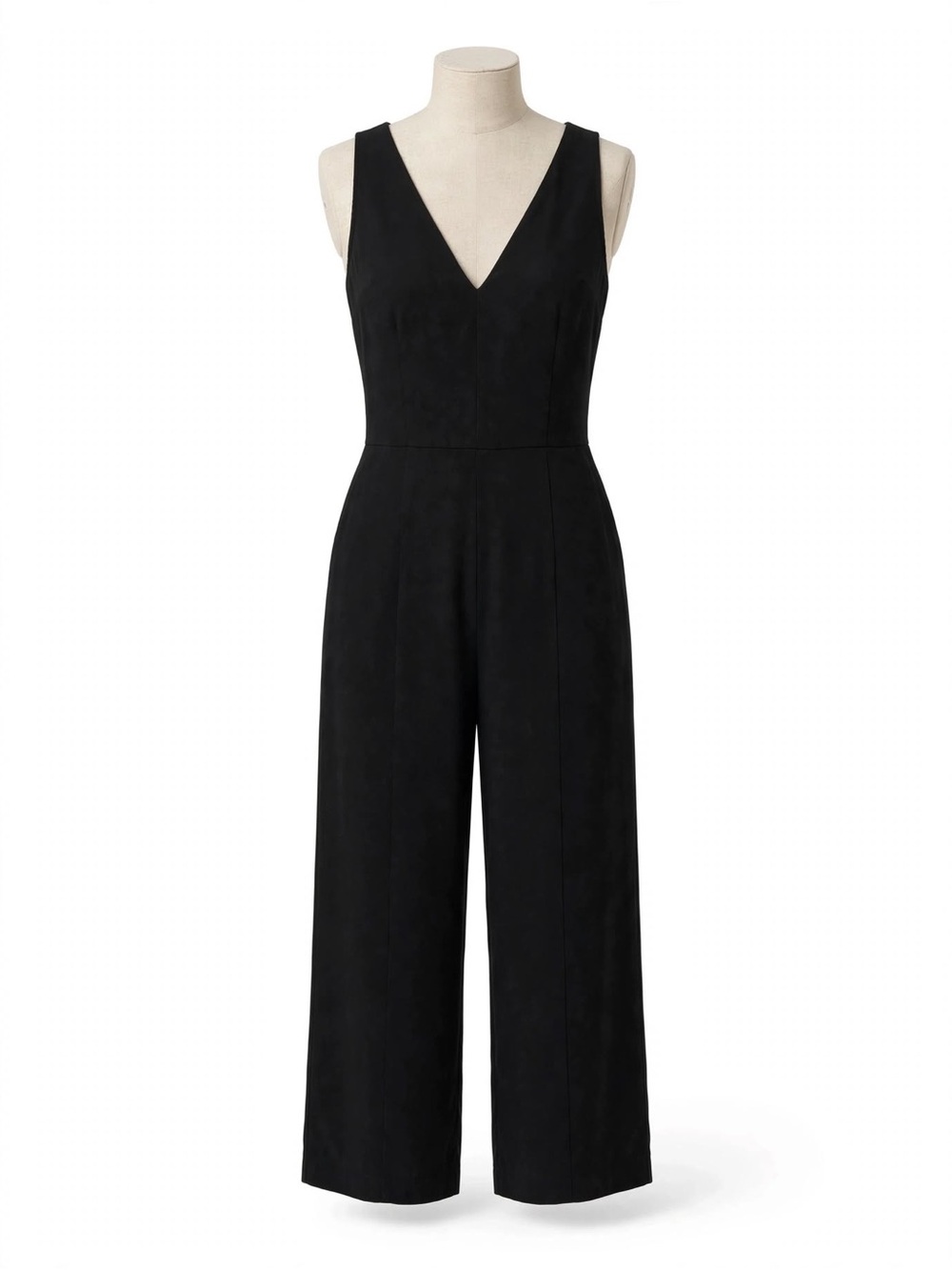 A New Day Black Wide Leg Jumpsuit Size S Sleeveless V-Neck Front & Back